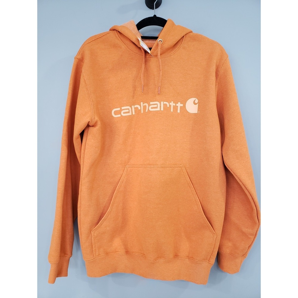NEW MENS SMALL Carhartt Loose‎ Fit Midweight Chest Logo Hoodie Sweatshirt Orange